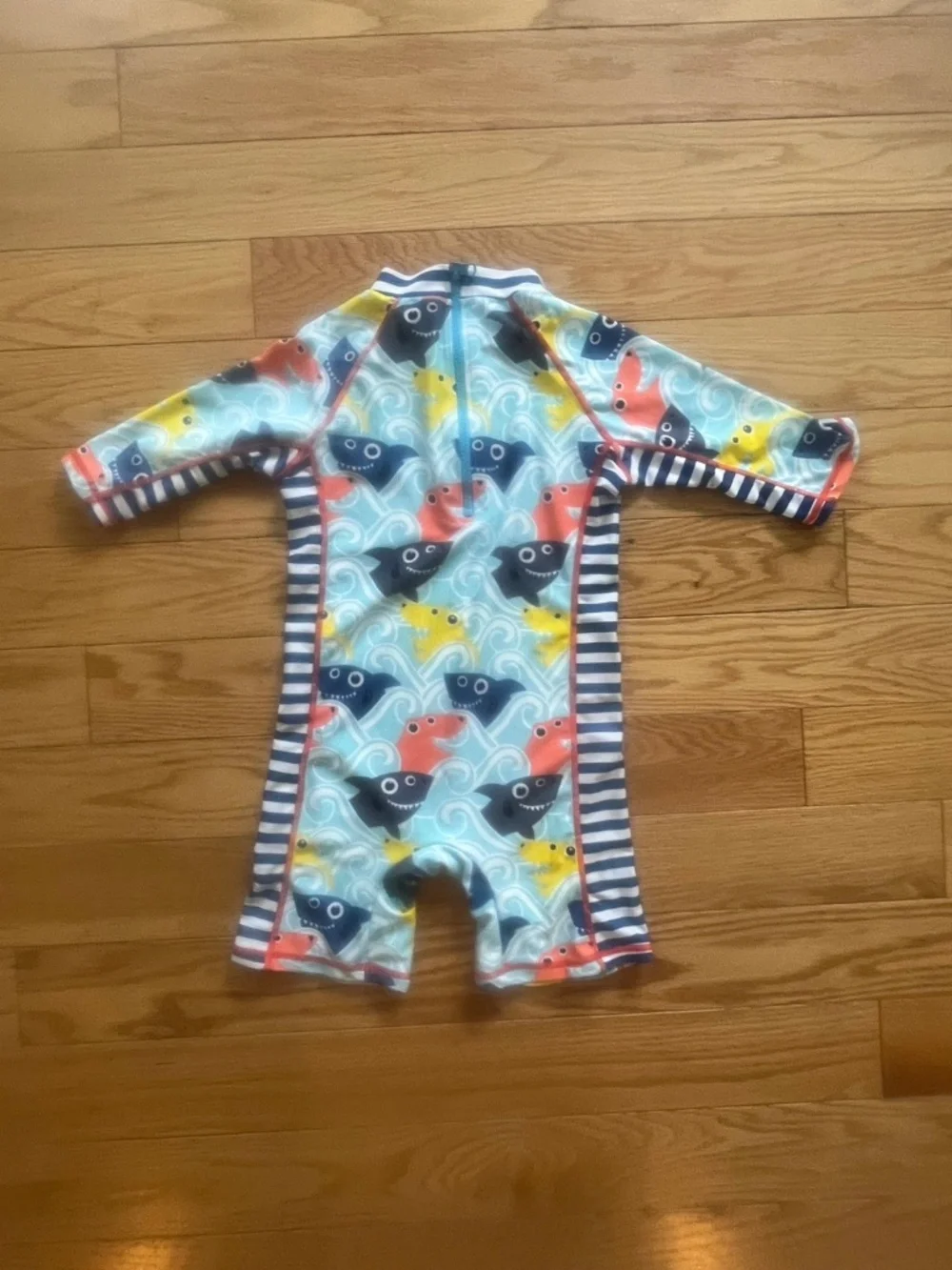 Boys Shark Full Zip Rash Guard Swimsuit 2T-3T